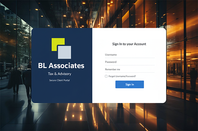 Example of a firm's sign-in screen