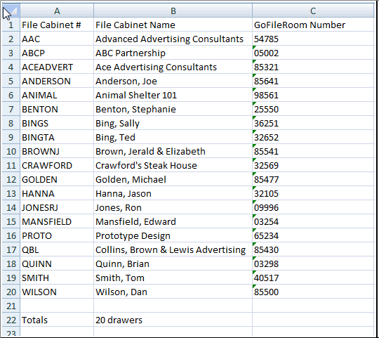 Client cross reference list