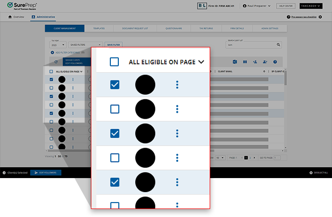Select the clients you would like to send the letter to.