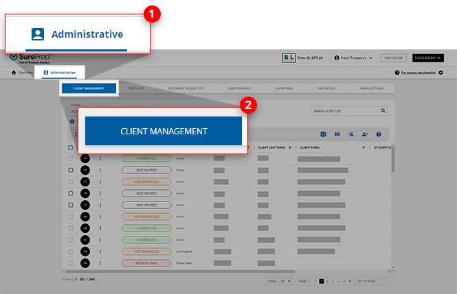 Select Administrative, then CLIENT MANAGEMENT.
