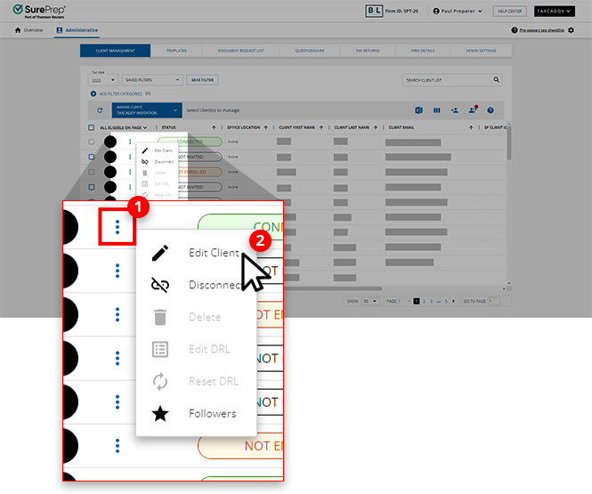 Select Edit Client from the client menu.