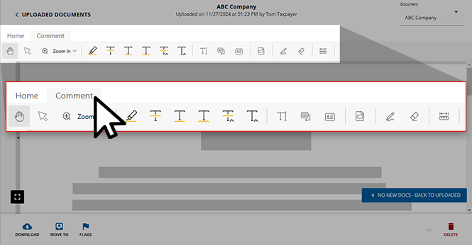 Select the Comment tab.