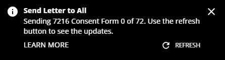 Notification once the letter is being sent.