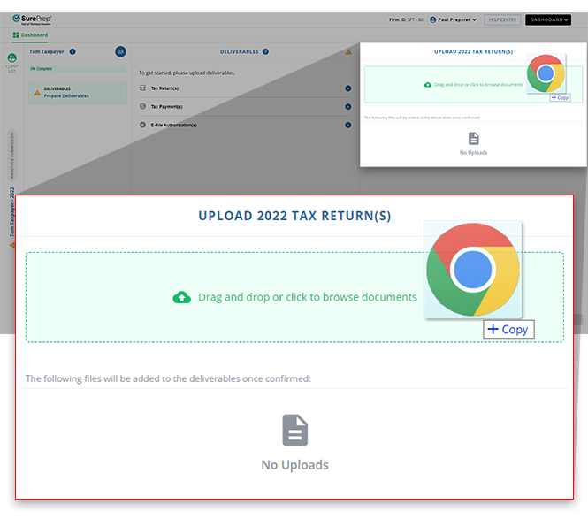 Upload PDF of your client's deliverables.