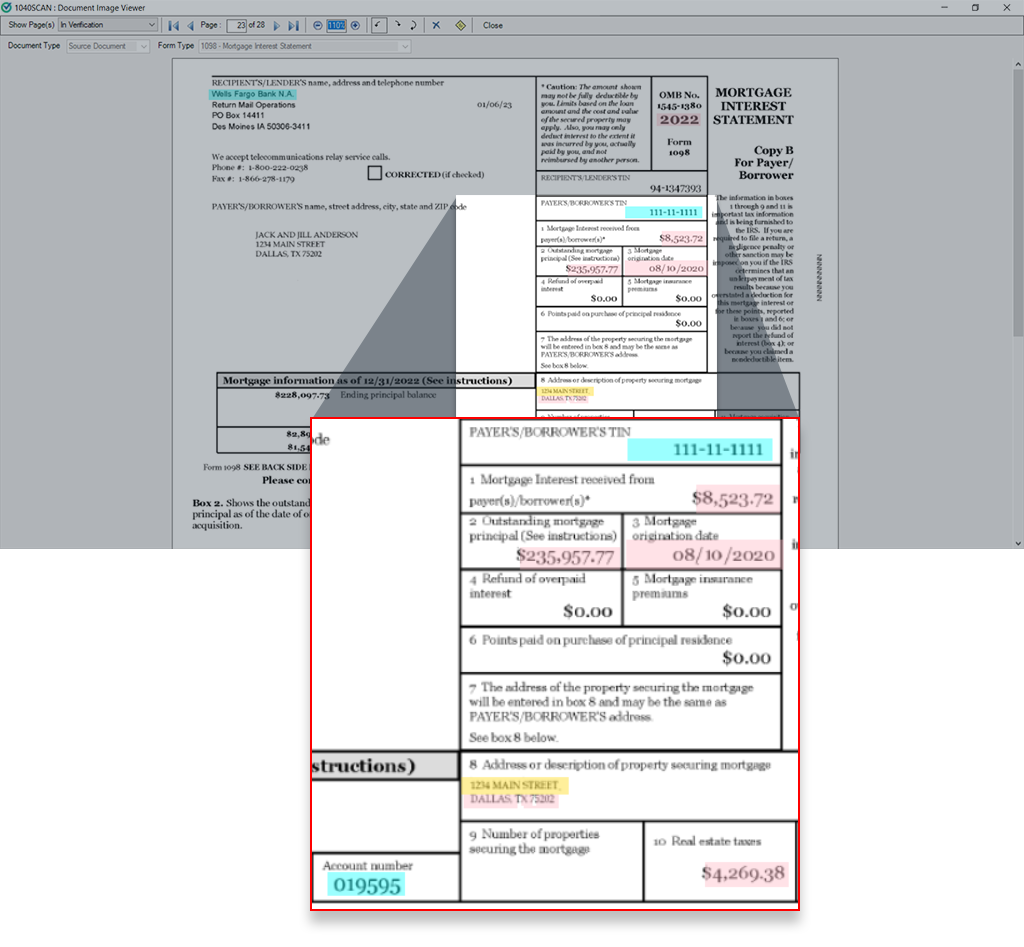 Data highlighted in Review Wizard