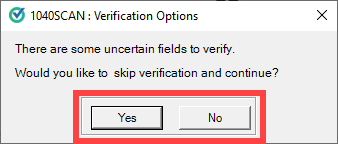 Select Yes or No to skip