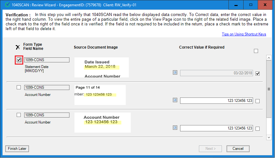 Select the field's checkbox
