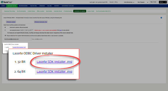 Select Lacerte SDK Installer.msi