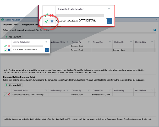 Select the Save or Cancel icon