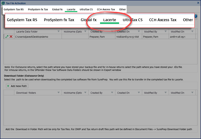 Select the Lacerte tab