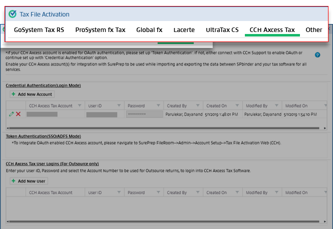 Select your tax software from the Tax File Activation window