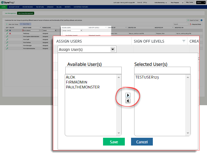 Sort the users within the ASSIGN USERS column