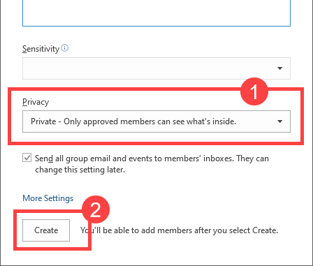 Select Private from the Privacy menu