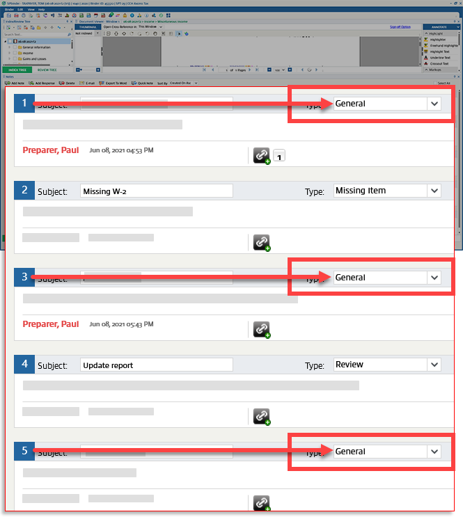 Listed notes irrespective of the note type