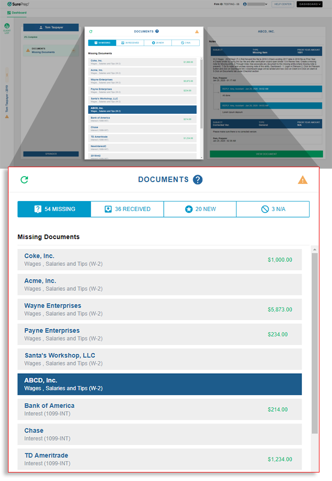 Documents panel overview