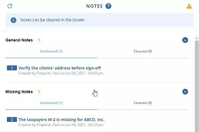 Animated GIF of user scrolling through the available note types