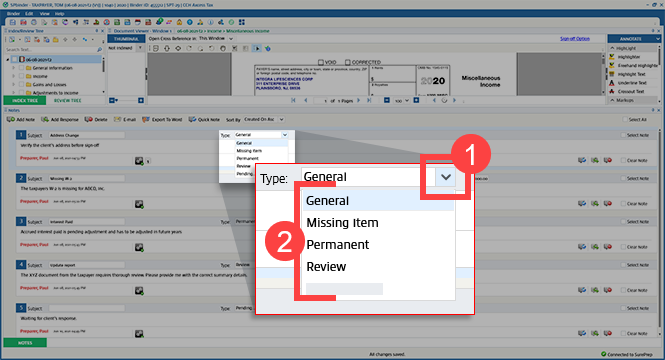 Select from the Type dropdown menu