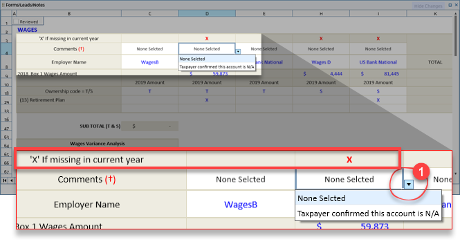 Select the None Selected comment