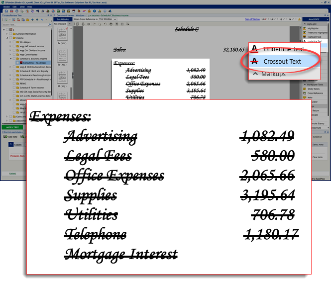 Select Crossout Text