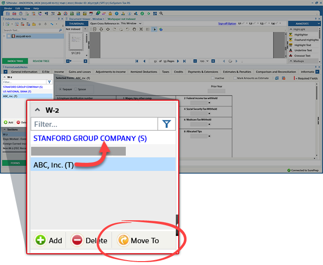 Select the Move To icon