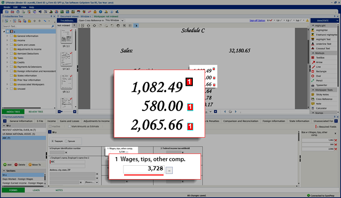 Reference icon placed on a document