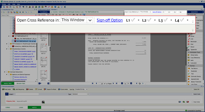 Unselected Sign-Off Option window