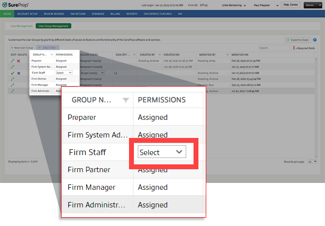 Select from the PERMISSIONS column
