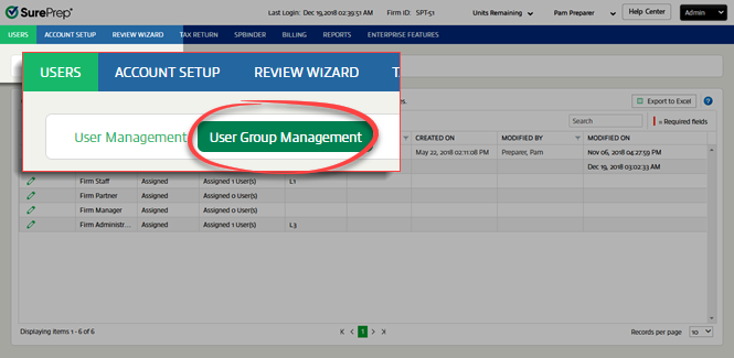 Select User Group Management
