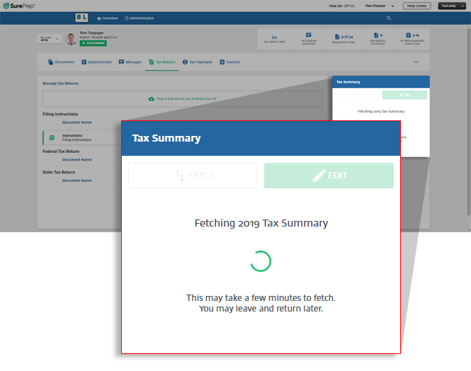 Fetching progress bar