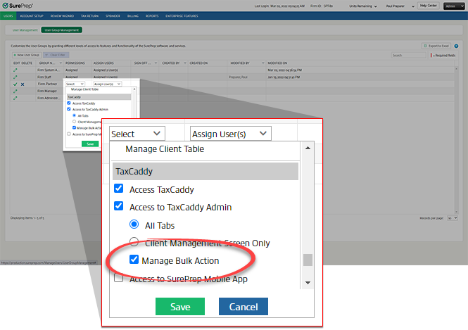 Select Manage Bulk Action