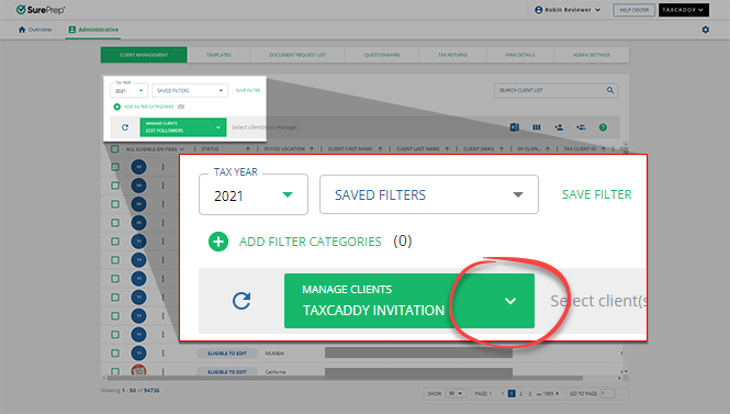 Select the MANAGE CLIENTS menu