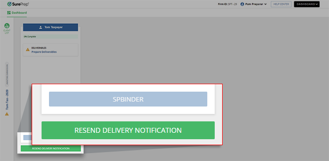 Select RESEND DELIVERY NOTIFICATION