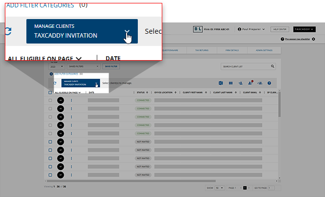 Select the MANAGE CLIENTS menu.