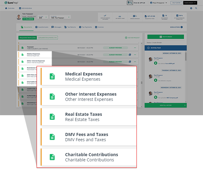 Fillable forms in the Requested Items