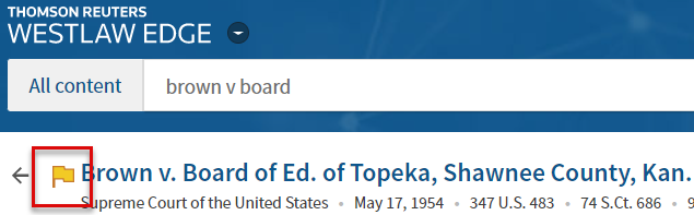 If KeyCite is available for your Document, you can select the flag in the title to view the KeyCite treatment.